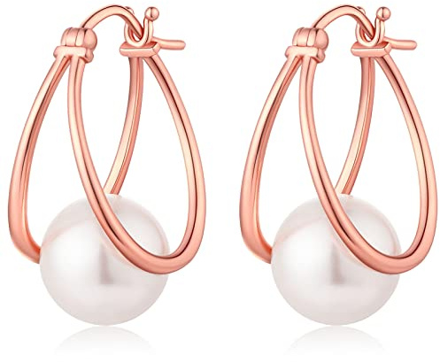 Perlenohrringe Hängend Ohrringe Rosegold Hängend Perlenohrringe Silber 925 jiamiaoi Creolen mit Perlen