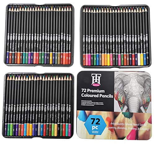 HINTUNG Professionelle Buntstifte für Erwachsene Malbücher Künstler Packung mit 72 Buntstiften, perfekt für Studenten oder Kinder, Schulkunstbedarf