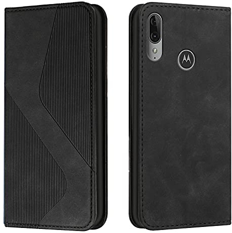 Mo-Somnus Cover per Motorola Moto E6 Plus, Custodia Motorola Moto E6 Plus Portafoglio, Cover Protettiva Libro Antiurto Case Flip Wallet Custodia Pelle PU con [3 Slot per Schede] [Magnetica] (Nero)