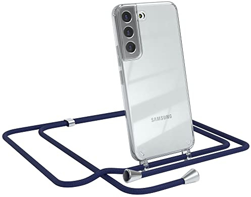EAZY CASE Handykette kompatibel mit Samsung Galaxy S22 5G Handyhülle mit Umhängeband, Handykordel mit Schutzhülle, Silikonhülle, Hülle, Stylische Kette für Smartphone, Navy Blau