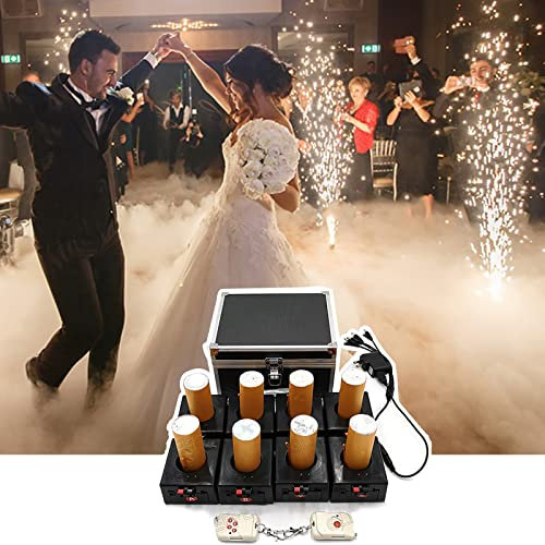 DOGC Macchina per Fuochi D'Artificio con Fontana Fredda, Ricevitore Pirotecnico Freddo, Sistema di Controllo Remoto Wireless, Ricevitori 4/8, con Valigia, per Matrimoni,8pcs