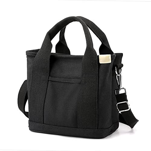 Canvas Tote Bags for Women Crossbody Bags with Zipper Handbag Tote Purse Tote Shopping Bag Shoulder Bag for School Shopping Work Travel, B01-schwarz