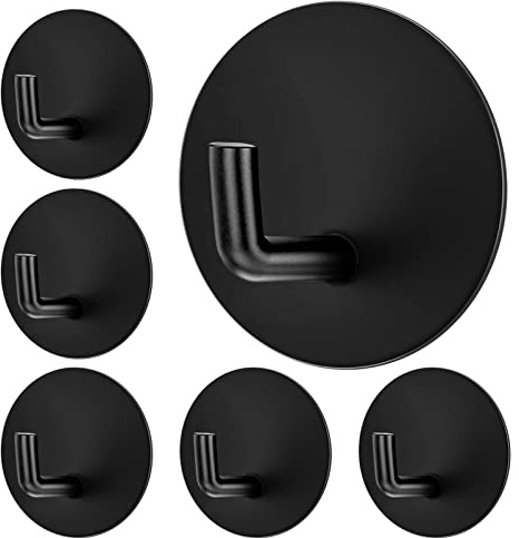flintronic 6PCS Self Adhesive Hooks, 3M Adhesive Sticky Hooks, Rust-Proof Door Hooks for Hanging Coat Cloth Towel, Heavy Duty Wall Hanger for Bathroom Bedroom Kitchen Toilet Lavatory Closet