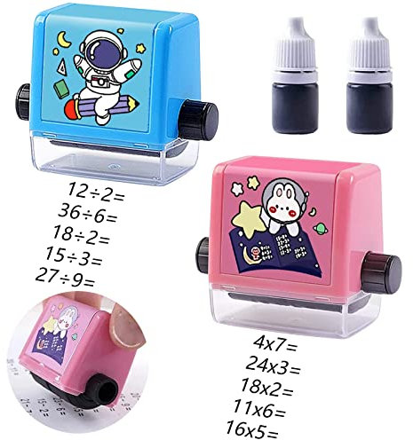 Math Roller Stamp, 2 Stück Roller Digitaler Lehrstempel, Roller Digitaler Teaching Stamp Multiplikation und Division Roller Stamp Rithmetic Artefakt Lehrstempel,Rollstempel für Kindergarten Homeschool