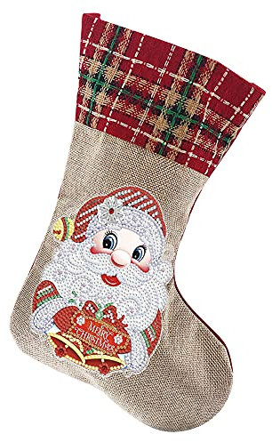 VULTRO 3D Strass Malerei Bohrer Weihnachtsstrümpfe DIY Xmas Kamin Dekoration
