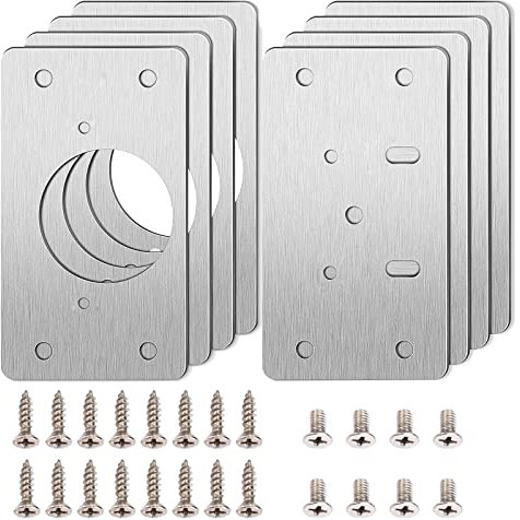 8 Piezas Placa de Reparación de Bisagras, Placas de Reparación de Bisagras de Acero inoxidable, Placa de Reparación de Bisagra de Armario con Orificio, para Muebles, Cajones, Ventanas, Puertas