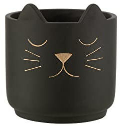 J-Line pot de fleurs Chat Déco - céramique - noir/or - large - Ø 19.00 cm