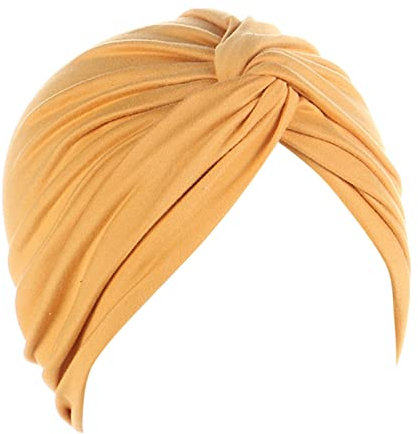Zhiyao Damen Beanie Turban Baumwolle Kopfbedeckung Schlaf Mütze Multifunktional Kopftuch Indische Turban-Hüte Headwear Head Wraps muslimischen Schal für Haarverlust Alopezie Ausflug Urlaub Gelb 2023