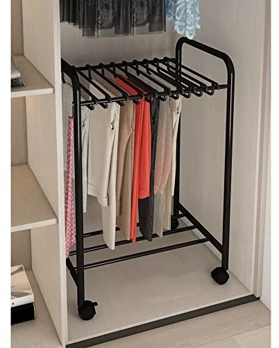 Hosen-/Hosenhalter, ausziehbar (Länge: 52–81 cm), inkl. 24/30-Hosenbügel, Schrankorganizer, Jeans-Trocknung, einfache Montage (Farbe: Schwarz – 30 Haken, Größe: 52 x 39 x 87 cm)