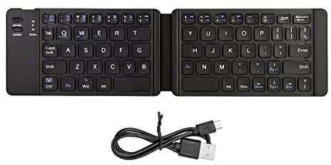 ANCLLO Mini Teclado Inalámbrico Teclado Plegable Bluetooth 3.0 Ultra Delgado Recargable Compatible con iOS Android Windows Smartphone Tablet Laptop