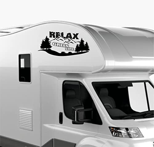 DualColorStampe Adesivi per Camper Compatibili con Adria Arca Bürstner Carthago Chausson Elnagh Mclouis Caravan Motorhome roulotte RELAX COD.0324 (NERO OPACO)