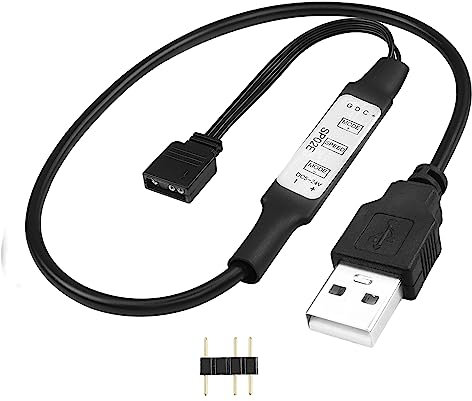 YACSEJAO 5 V USB-LED-Streifen-Controller, 40 cm, USB auf 3-polig, 5 V, RGB-LED-Licht, Ersatz mit 68 Lampeneffekten