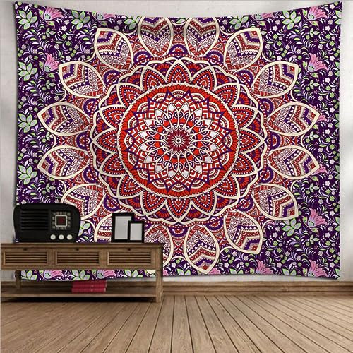 Arawat Wandteppich Mandala Lila Wandtuch Gothic Wand Deko Aesthetic Wandteppiche Bohemian Wanddeko Wandbehang Boho Zimmer Deko (130 x 150cm)