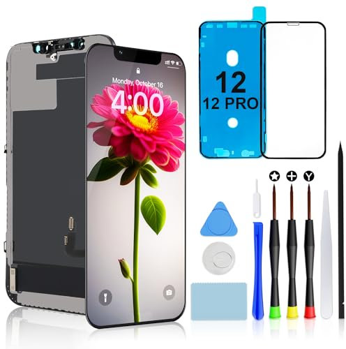 Brinonac für iPhone 12/12 Pro Display Ersatzset, 6,1 Zoll Bildschirm Full HD Retina LCD Display COF Touchscreen Digitalisierer Montageset