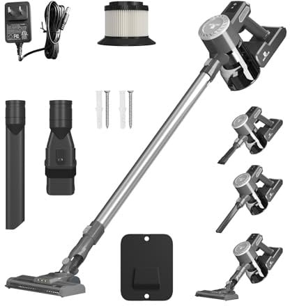 ANSIMIDA Cordless Vacuum Cleaner, 3 in 1 Lightweight Stick Vacuum Standing with 15KPA Powerful Suction, 360° Bendable Wand Rechargeable Handled Cordless Vacuum for Hardwood Floor Pet Hair