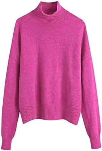 Top Da Donna In Maglione Lavorato A Maglia,Fucsia,l