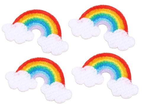 EXCEART 4 Stück Stoffaufkleber in Regenbogenfarben Gebrauchte Kleidung Kinder Aufkleber Vintage-rucksack Patch Mit Regenbogenapplikation Aufkleber Für Kinder Polyester Ausgabekarte Taschen