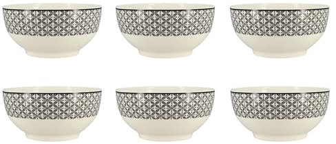 NOVASTYL - Lot 6 bol graphik 50cl en porcelaine new bone 3 décors assortis - 2414131