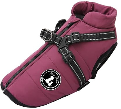 Hundejacke Winterweste Jacken Hundemantel Hundepullover Haustier Skifahren Kostüm Ärmellose Baumwolle Gepolsterte Weste Mit Brustgurt Gurt (Lila, M)