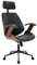 sweeek - Chaise de Bureau à roulettes décor Bois courbé placage Effet Noyer et Simili Cuir Noir