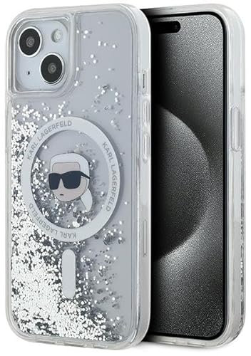 CG MOBILE Karl Lagerfeld KLHMP15SLGKISGH Hülle für iPhone 15/14 / 13 6.1 hardcase transparent Liquid Glitter Karl Head