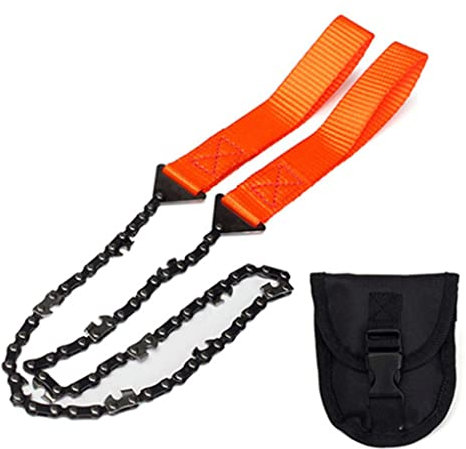 Pocket Chainsaw Folding Camping Saw Survival Saw Hand Rope Saw for Outdoor Tool 11 Teeth Orange Summer