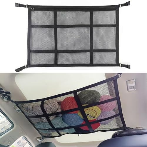 Cargo Net for Van, Van Storage, Double Layer Mesh Car Boot Organiser, Large Capacity Car Roof Storage Nets for Campervans, Foldable Lorry Camping Accessories interior Gadgets (90 * 65cm)