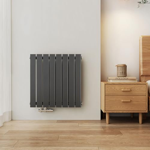 EMKE Radiador Vertical, 630x620 mm, Radiador Mural con Panel Plano y Conexión Central, Estructura de Una Sola Capa, Antracita, 450 Vatios