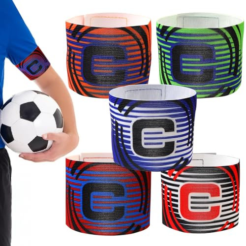 5 Stück Kapitänsbinde Fussball, Verstellbare Kapitänsbinde Kinder Fussball, Spielführerbinde Elastic Kapitänsbinde Fussball für Erwachsene Junior Viele Sportarten