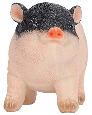 Rankomu Gartendekoration für den Außenbereich, niedliches Schwein, Gartenstatue, Harzschwein-Figur, Rasenornament, Mini-Rosa und Schwarz, 25,4 cm hoch, ideal für Gartendekoration