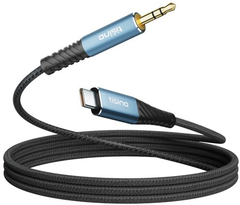 Tisino Cable Aux 3,5mm a usb C （1m, cable auxiliar para auriculares estéreo Hi-Fi, compatible con iPhone 15, 15 Pro Max Plus, Galaxy S24, S23 Ultra, iPad Pixel 9