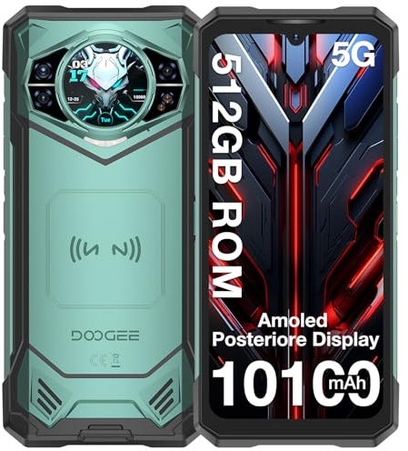 DOOGEE S200 X Rugged Smartphone 5G, 32GB+512GB, 1.32 Rear Display, 10100mAh, 6.72 FHD+ 120Hz Smartphone Rugged Android 14, MTK Dimensity 7050 Octa Core,100MP+20MP/WIFI6/NFC/BT5.2/GPS- Verde