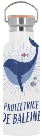 Bouteille Inox Gourde Thermo Isotherme - Protectrice de Baleine Mer Ocean Ecologie - 500 ml (17 oz)