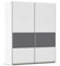 Rauch Möbel Oxford, Schiebetürenschrank, Garderobe, 2-türig, Zubehör Premium, 4 Einlegeböden, 1 Schubkasteneinsatz, Türdämpfer, Farbe Weiß/Grau metallic, Schwarz, Griffleisten Alufarben, 175x210x59cm