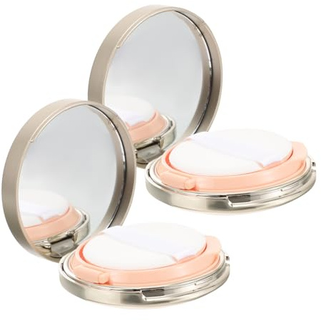 2 Stück Cushion Foundation Behälter mit Spiegel Puderdose Leere