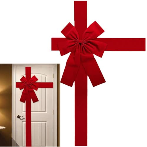 Fiocco natalizio per porta dell'armadio, 2025, grande ghirlanda natalizia in velluto rosso, decorazioni per albero di Natale, camino, casa, porta d'ingresso, forniture per feste