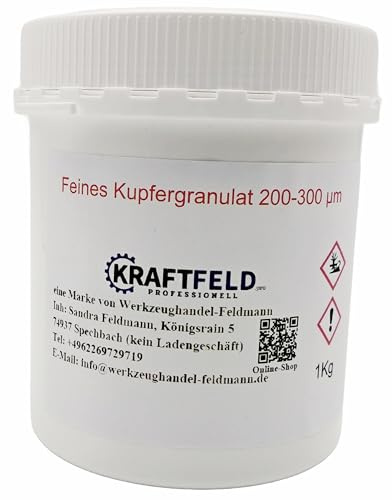 (65€/kg) 1000g sehr feines Kupfergranulat Körnung ca 250µm Mikrometeter (0,25mm) 1 Kg