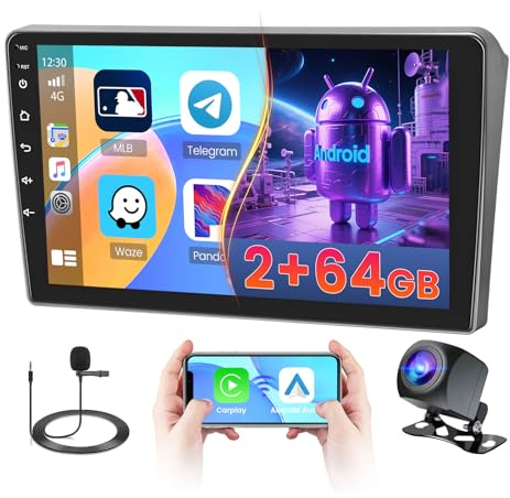 Fuluku 2+64G 9 Android 15 Radio Coche para Peugeot 407 2004-2011 | Inalámbrico Carplay Android Auto, 9 Pulgadas Pantalla Táctil Radio con WiFi/Bluetooth/GPS/Cámara de Marcha Atrás/FM/SWC/26UI
