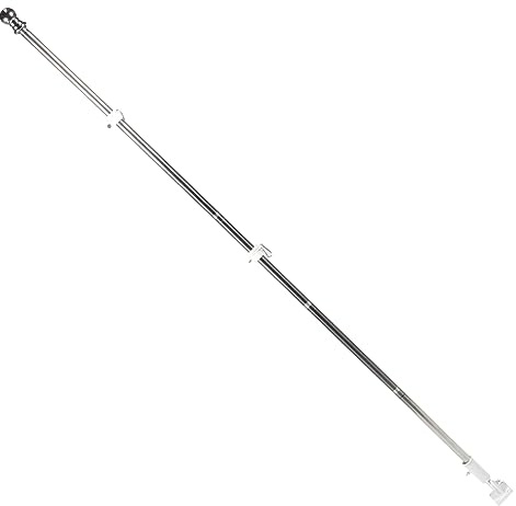 DECOMELODY Fahnenmast Satz aus Edelstahl mit 1,8m Länge 5 Sektionen Praktischem Stecksystem und Silbernem Design für Garten und Dach Inklusive Robustem Fuß mit Schnallen Zufälliger Stil