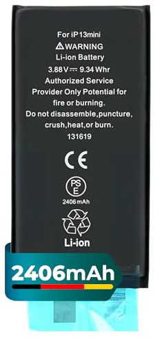 Mpsmobile® Akku für iPhone 13 mini | 2406mAh