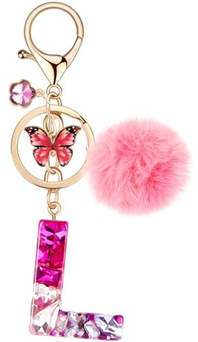 MWOOT Porte Clés lettre L pour Femme, Porte Cle Initiale Rouge, Alphabet Charmes en Résine pour Décor Porte Clef Voiture Sac à Main