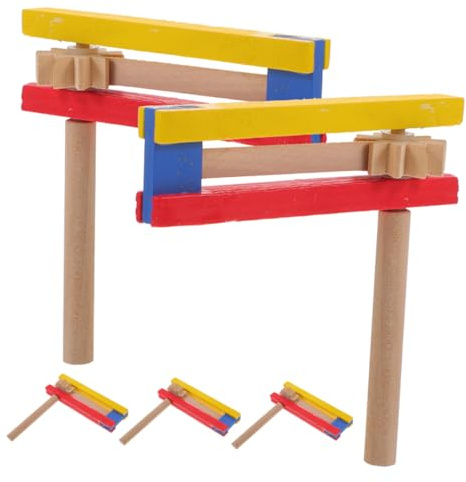 YARNOW Hand-Cranked Soundboard Wooden Ratchet Set of 5 with Self-Rotating Design for School Music Family Parties and Group Performances Clear Bright Sound