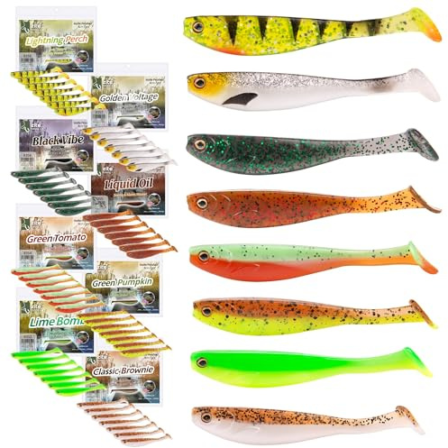 Zite Fishing Inzite Pershad 8 cm | Barsch-Köder Gummifische | 7 STK Gummiköder Shad Jig, Finesse & Offset-Montagen auch Dropshot Angeln | Angelköder Zander & Barsch Raubfisch-Angeln