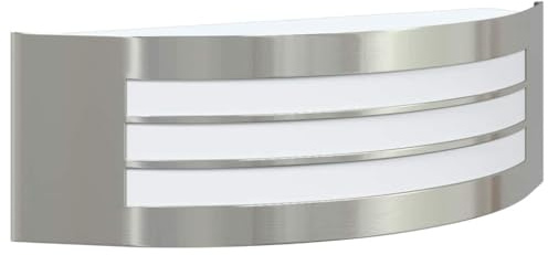 vidaXL Outdoor Wall Light Silver 32 x 10 x 10 cm Stainless steel, Garden and Terrace, Contemporary Wall Sconce, Indoor Lighting, Energy Efficient Stainless Steel, Ambient LED Decorative Light