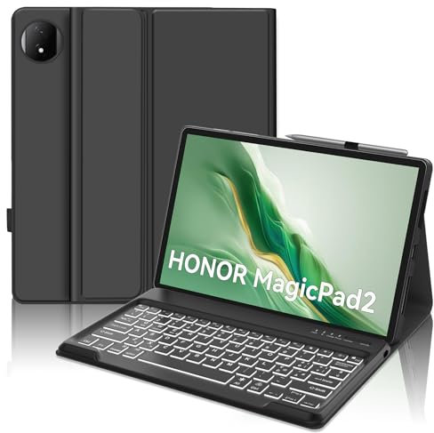 JADEMALL Tastiera per Honor Magic Pad 2 12.3, Custodia Tastiera per Honor Magic Pad 2, Italiana QWERTY Tastiera Retroilluminata Bluetooth per Tablet Honor Magic Pad 2 12.3, Nero