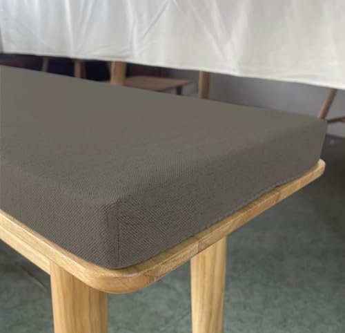 AZMAHT Sitzkissen Bank Bankkissen Aus Natürlichem Leinenstoff rutschfeste Bankauflage mit Abnehmbarer Kissen Outdoor für Gartenbank,Fensterbank,Schaukeln,Balkonmöbel,Grau,80X50X5cm