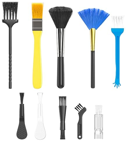 Générique Keyboard Brush, 10-Piece Computer Cleaning Kit, Multifunctional Detailing Tools, Portable Dust Remover Set, Anti-Static Bristles, Ideal for Desktop, Tablet, Mousepad, Workstations