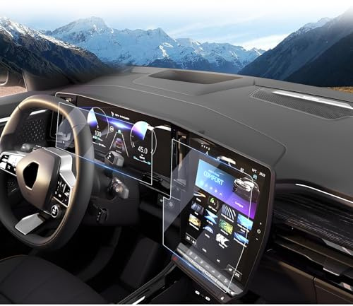 LUWU [4 Stück] Displayschutzfolie für Renault Austral/Rafale/Espace VI/Megane E-Tech 2022-2025 Navigation 12 Zoll + Kombiinstrument 12,3 Zoll, 6H Kratzfest Nano Schutzfolie Anti-Fingerabdruck