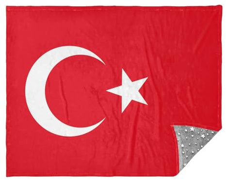 Weiche Überwurfdecke mit türkischer Flagge, türkisches Rot, 127 x 178 cm, Decke für Sofa, Couch