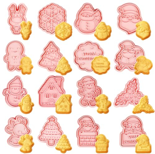 16 Stück Ausstechförmchen Weihnachten DIY Weihnachten Keksausstecher, weihnachtsausstecher, weihnachtsplätzchen ausstecher, Wird zum Ausstechen von Keksen, Backen von Plätzchen verwendet